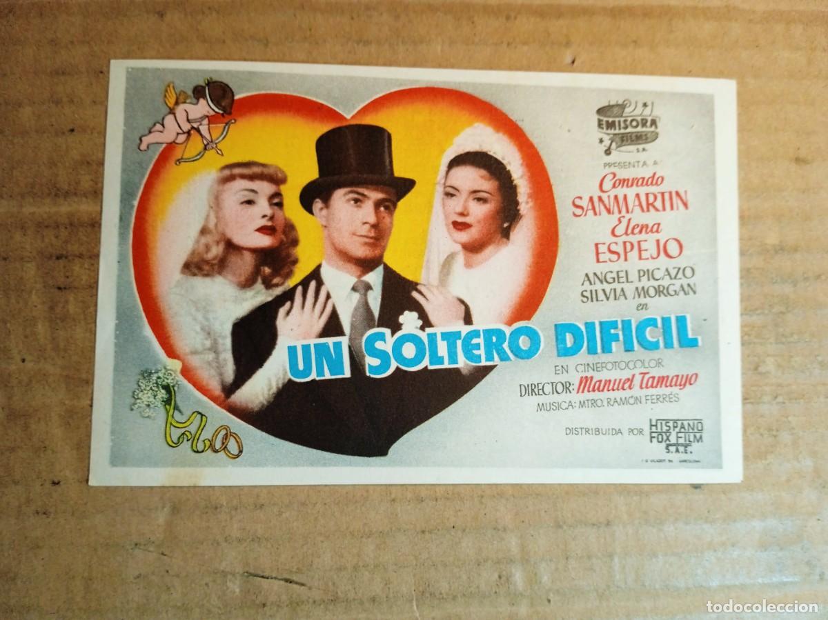 Cine: FOLLETO DE MANO CON PUBLICIDAD UN SOLTERO DIF&Iacute;CIL