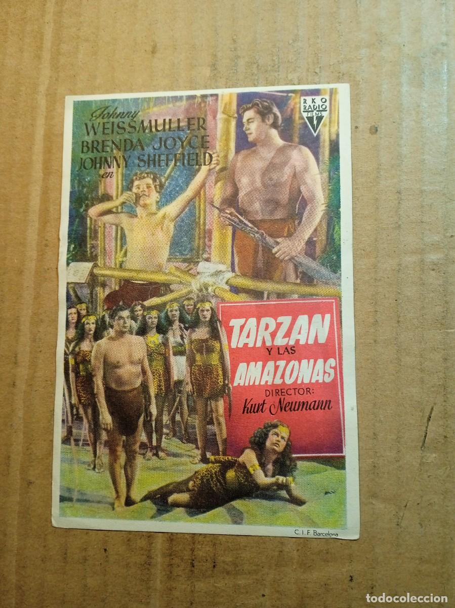 Folhetos de m&atilde;o de filmes antigos de cinema: FOLLETO DE MANO CON PUBLICIDAD TARZAN Y LAS AMAZONAS