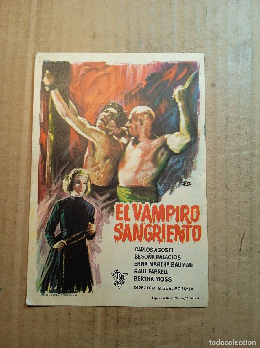  Flyers Publicitaires de films Anciens: FOLLETO DE MANO CON PUBLICIDAD EL VAMPIRO SANGRIENTO