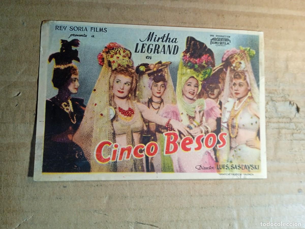 Folhetos de m&atilde;o de filmes antigos de cinema: FOLLETO DE MANO CON PUBLICIDAD CINCO BESOS