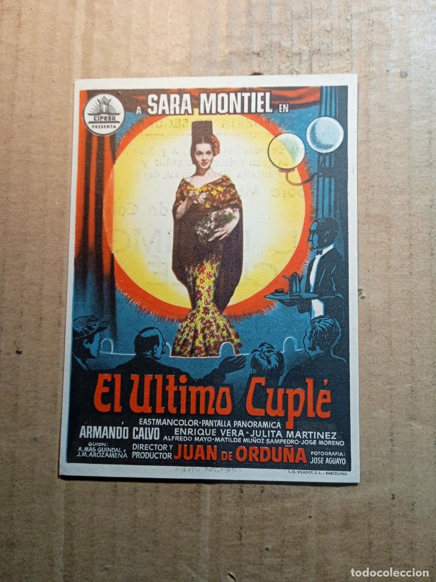  Flyers Publicitaires de films Anciens: FOLLETO DE MANO CON PUBLICIDAD EL &Uacute;LTIMO CUPL&Eacute;