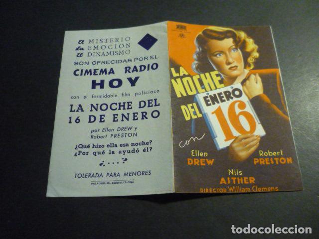 Cinema: LA NOCHE DEL 16 DE ENERO PROGRAMA DE MANO DOBLE CON PUBLICIDAD CINEMA RADIO VIGO