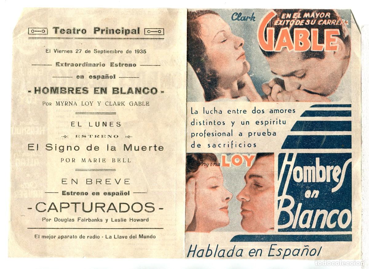  Foglietti di film di film antichi di cinema: HOMBRES EN BLANCO, con Clark Gable.