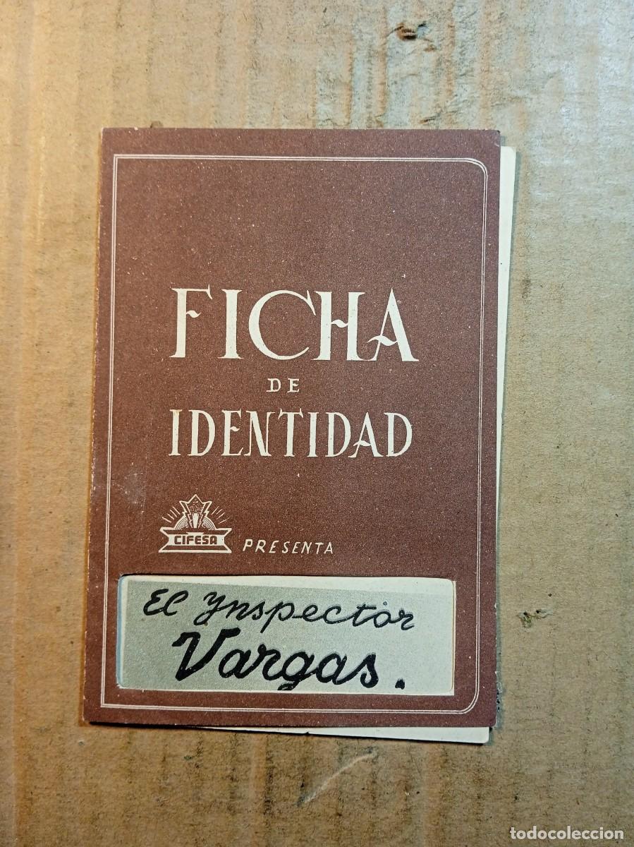 Cine: FOLLETO DE MANO TROQUELADO FICHA DE IDENTIDAD INSPECTOR VARGAS