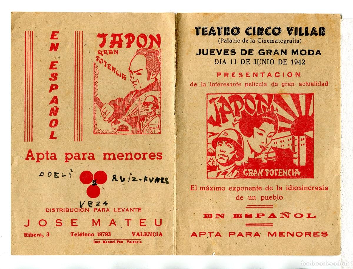 Cinema: JAP&Oacute;N, GRAN POTENCIA. Documental exibido en Valencia en 1942 despu&eacute;s dei ataque a Pearl Harbor.