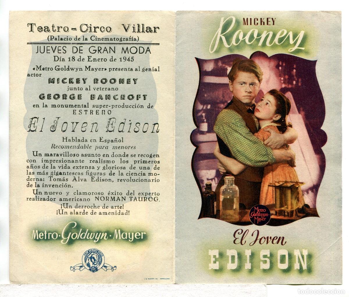 Kino: EL JOVEN EDISON, con Mickey Rooney.
