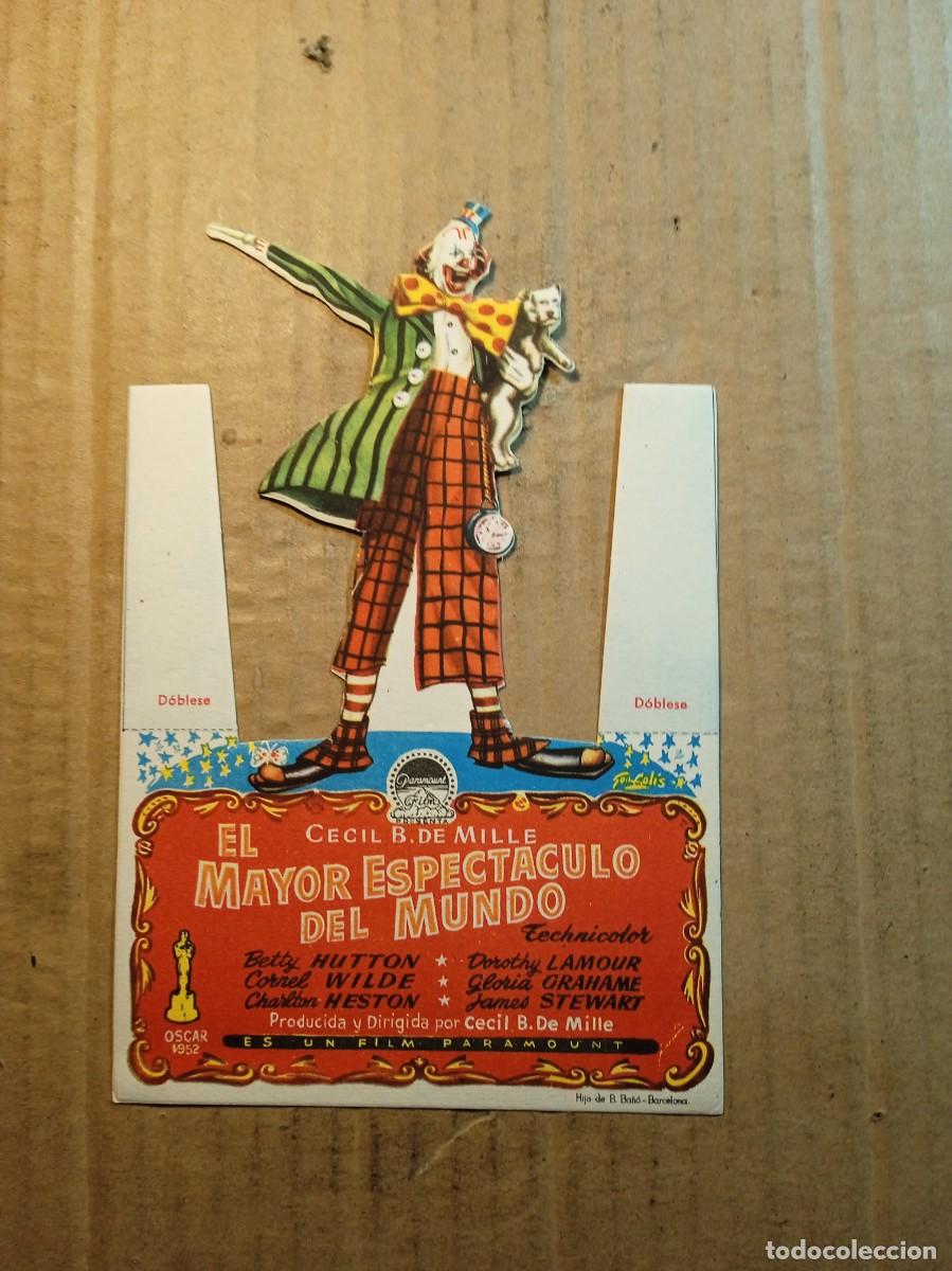  Flyers Publicitaires de films Anciens: FOLLETO DE MANO TROQUELADO EL MAYOR ESPECT&Aacute;CULO DEL MUNDO