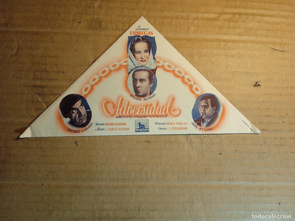  Flyers Publicitaires de films Anciens: FOLLETO DE MANO TROQUELADO ADVERSIDAD