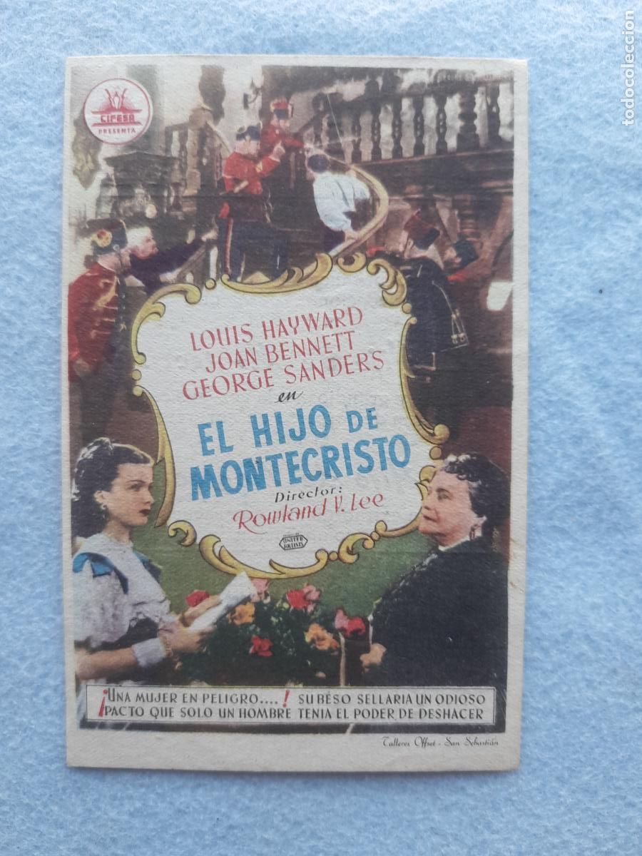 Cinema: El Hijo de Montecristo. A&ntilde;o 1952. Louis Hayward, Jean Bennet. George Sanders.