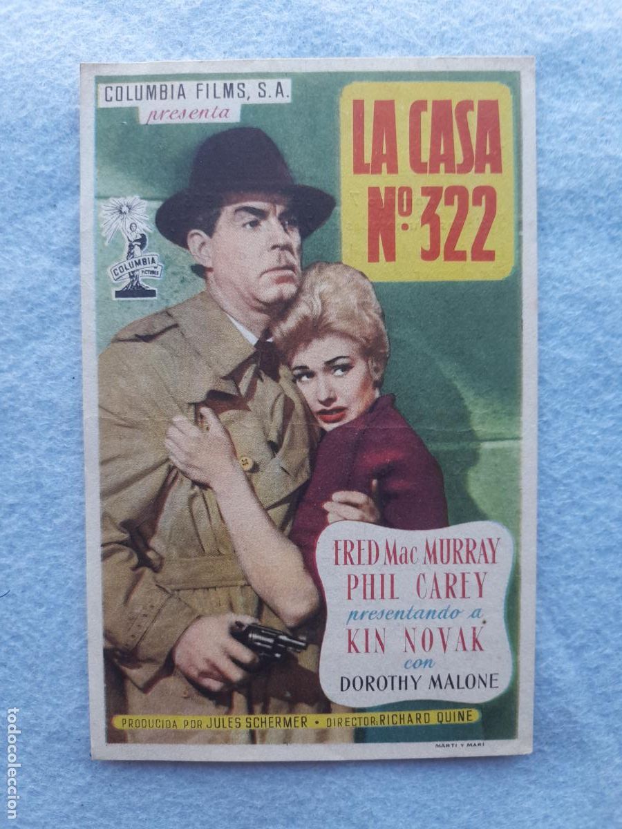 Cine: La Casa n&ordm; 322. A&ntilde;o 1956. Fred McMurray. Phil Carey. Kin Novak.