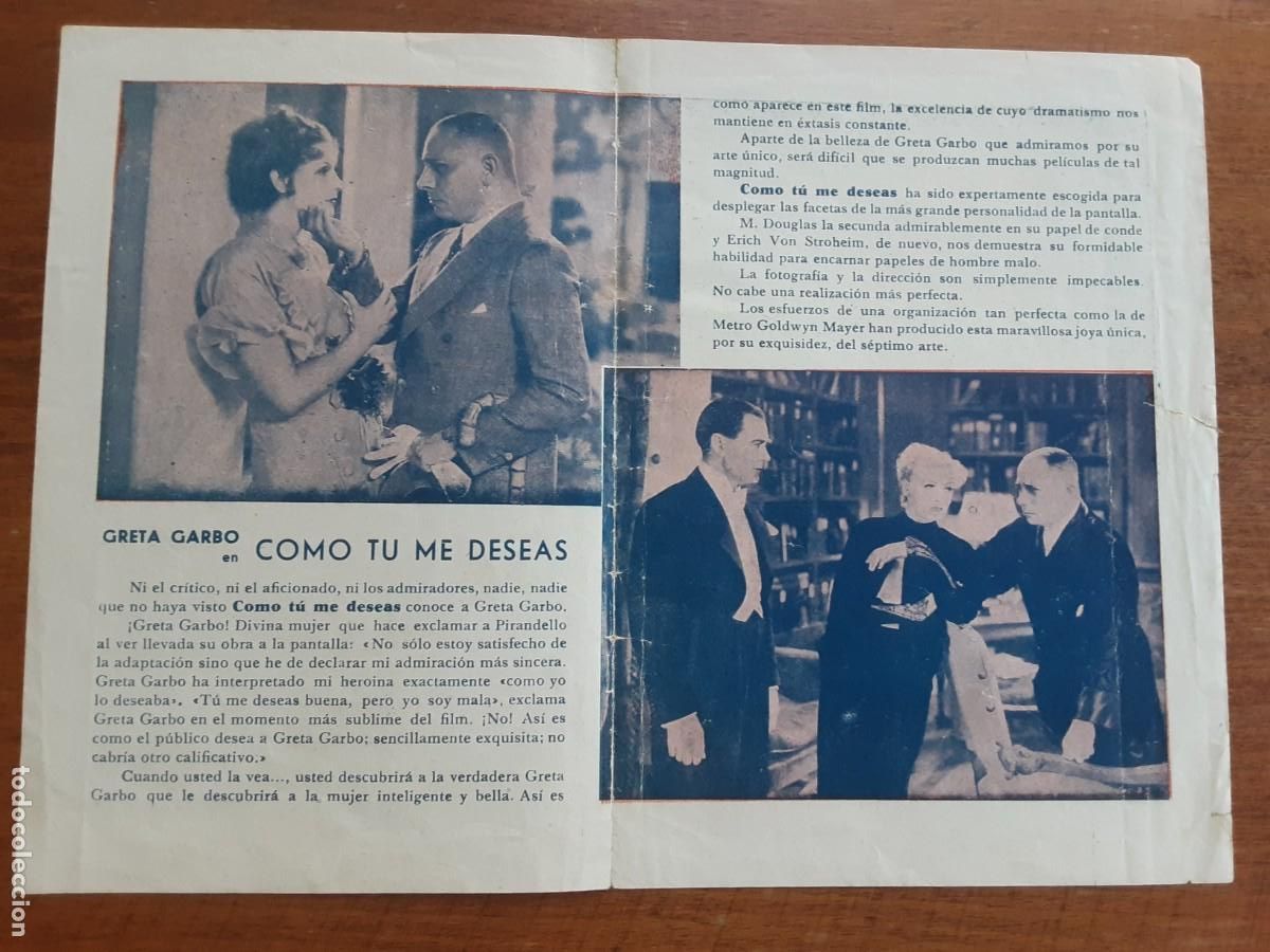 Cine: Como t&uacute; me deseas, Greta Garbo programa Metro original - Foto 2