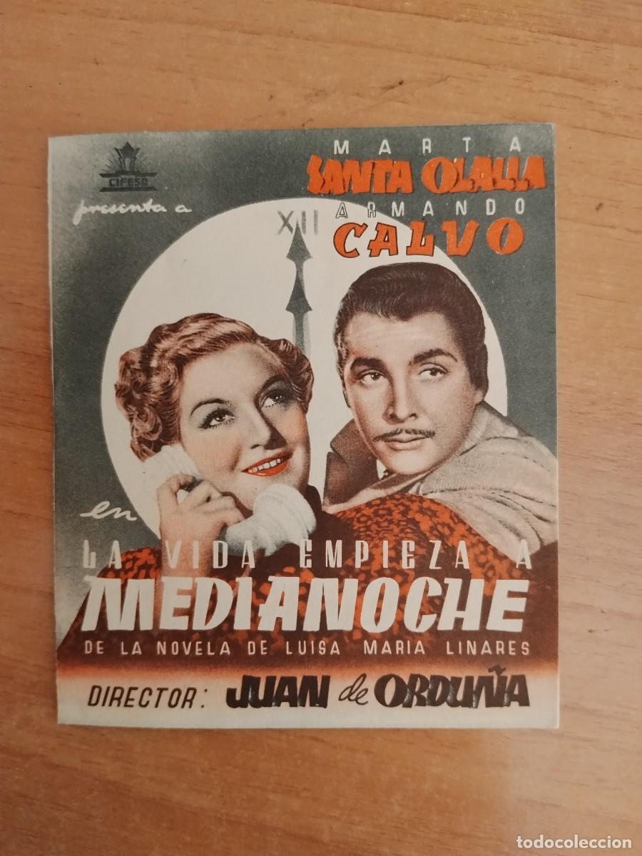 Foglietti di film di film antichi di cinema: TURQ-PROGRAMA DE LA PELICULA --LA VIDA EMPIEZA A MEDIANOCHE