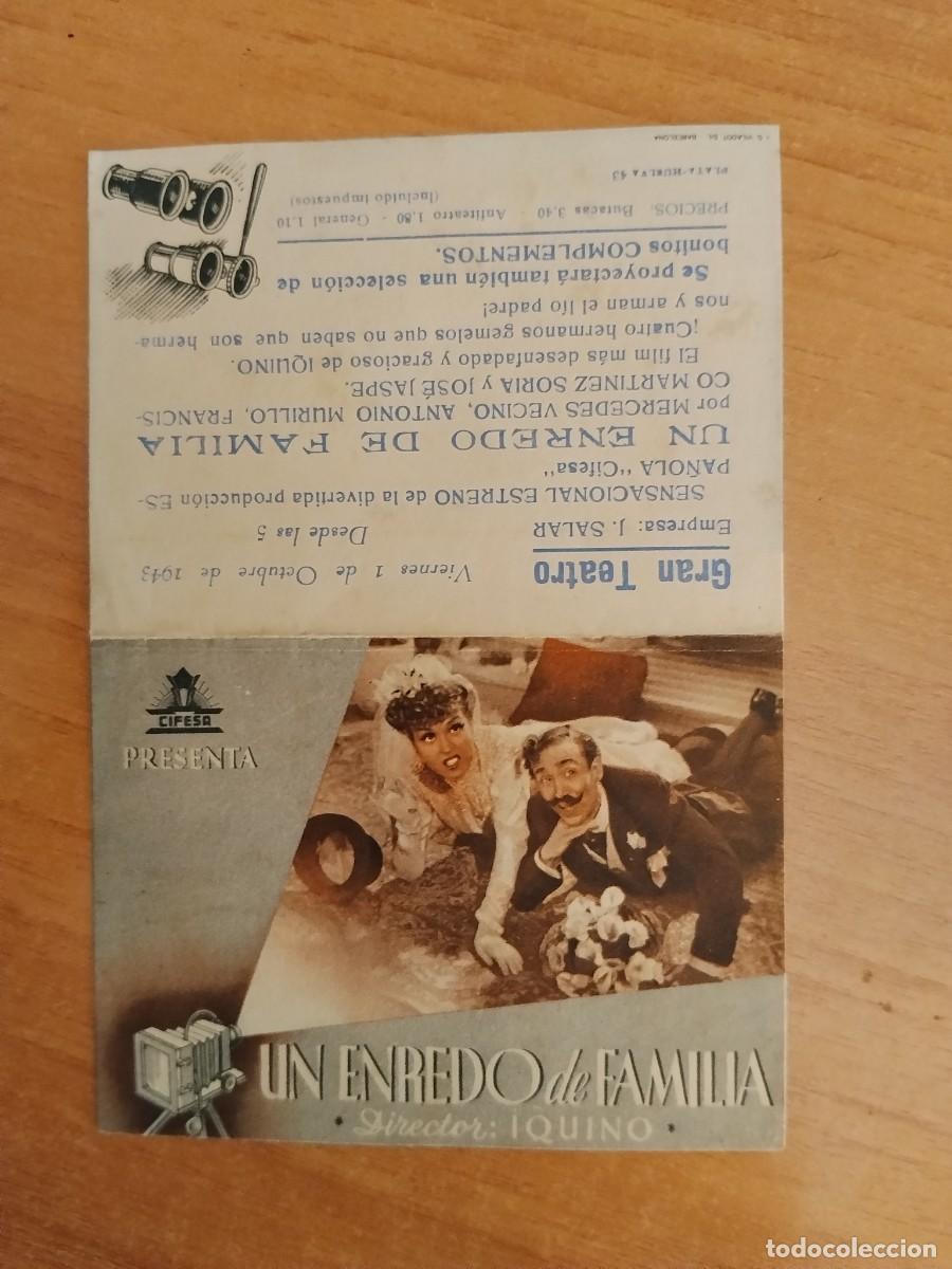 Cinema: TURQ-PROGRAMA DE LA PELICULA --UN ENREDO DE FAMILIA