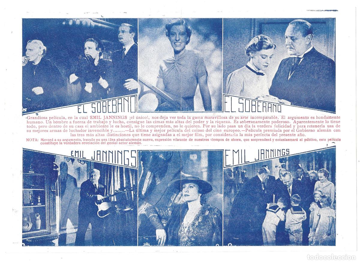 Cine: PTCC 850 EL SOBERANO PROGRAMA DOBLE HISPANIA TOBIS EMIL JANNINGS - Foto 3