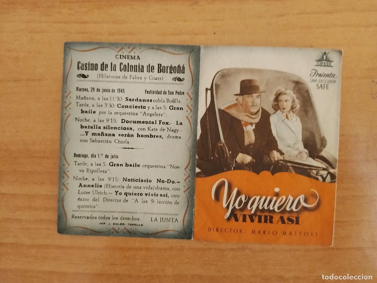  Foglietti di film di film antichi di cinema: TURQ-PROGRAMA DE LA PELICULA --YO QUIERO VIVIR ASI
