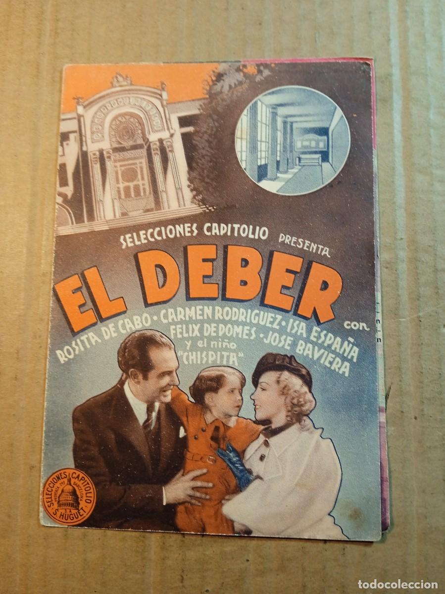  Flyers Publicitaires de films Anciens: FOLLETO DE MANO DOBLE DE LA PEL&Iacute;CULA EL DEBER