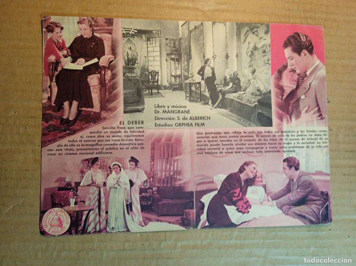 Cine: FOLLETO DE MANO DOBLE DE LA PEL&Iacute;CULA EL DEBER - Foto 2