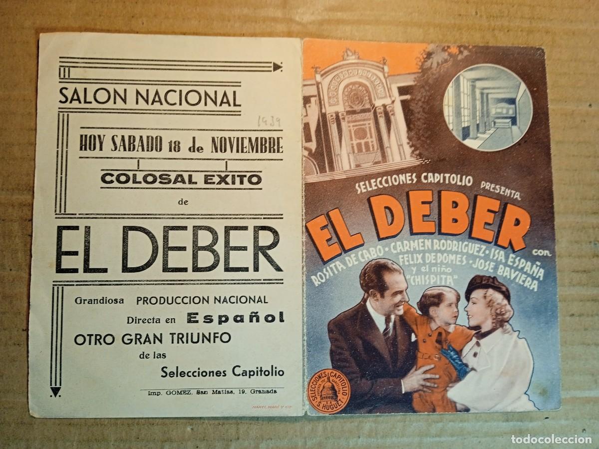 Cine: FOLLETO DE MANO DOBLE DE LA PEL&Iacute;CULA EL DEBER - Foto 3