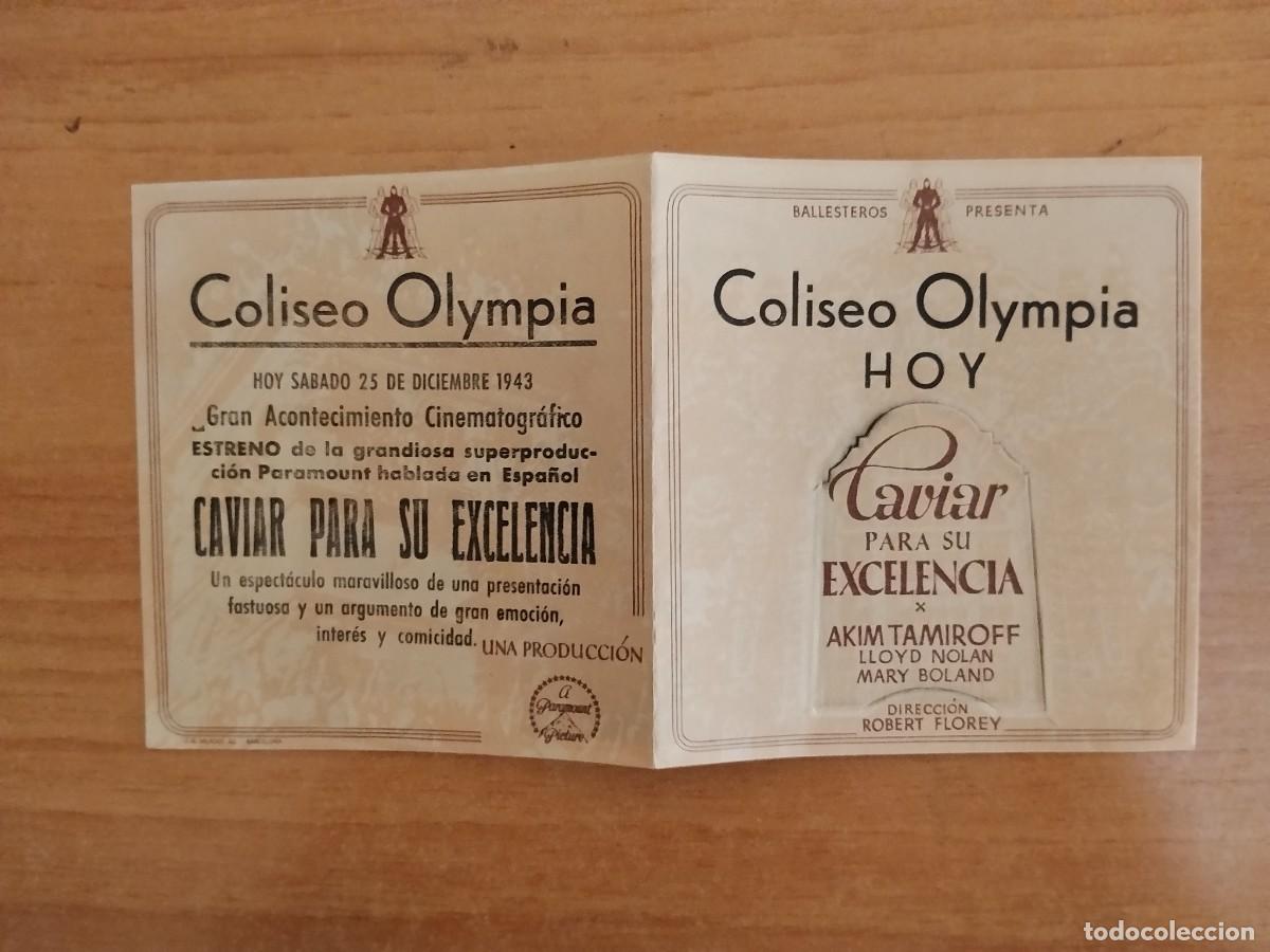 Folhetos de m&atilde;o de filmes antigos de cinema: TURQ-PROGRAMA DE LA PELICULA --CAVIAR PARA SU EXCELENCIA