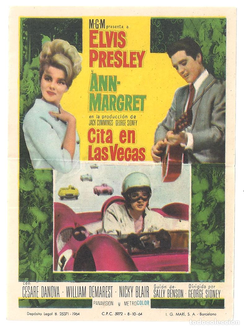 Cine: PTCC 850 CITA EN LAS VEGAS PROGRAMA SENCILLO MGM ELVIS PRESLEY ANN-MARGRET