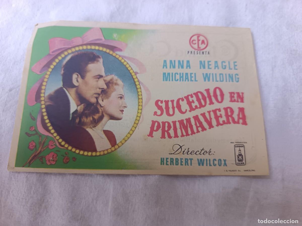 Folhetos de m&atilde;o de filmes antigos de cinema: Folleto de Mano de Cine, Sucedi&oacute; en Primavera