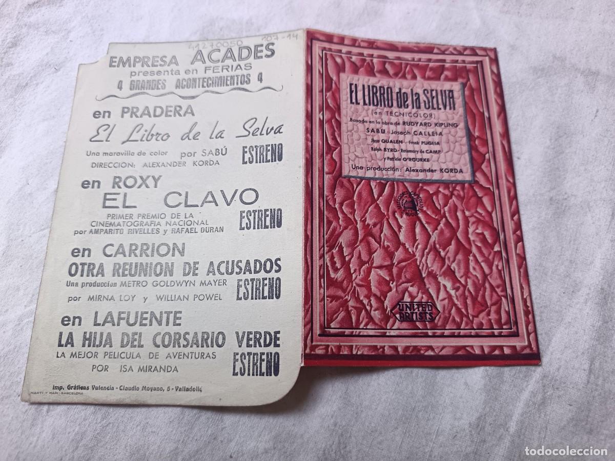 Folhetos de m&atilde;o de filmes antigos de cinema: Folleto de Mano de Cine, El Libro de la Selva