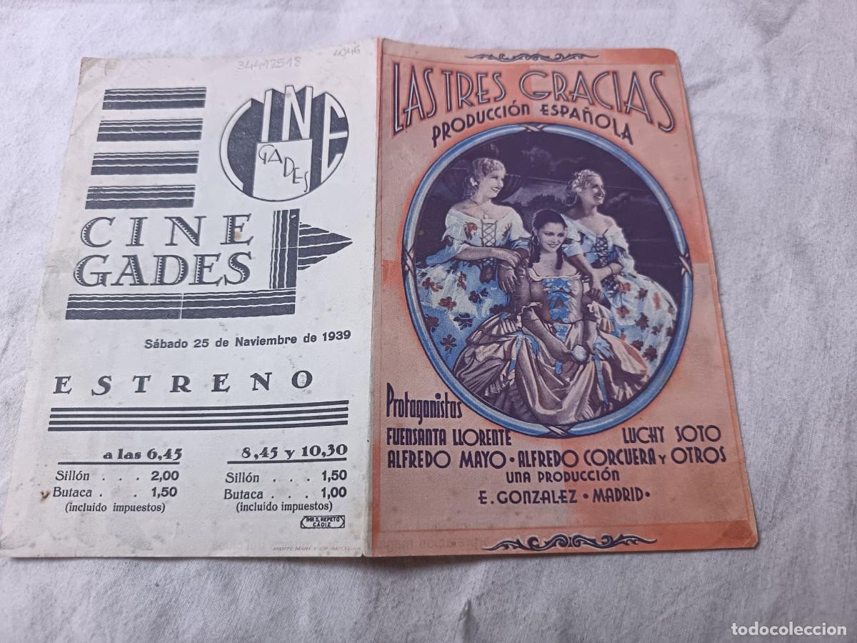 Folhetos de m&atilde;o de filmes antigos de cinema: Folleto de Mano de Cine, Las Tres Gracias