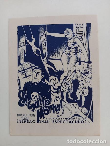 Folhetos de m&atilde;o de filmes antigos de cinema: EL SALTO MORTAL PROGRAMA DOBLE TOBIS E. GONZALEZ ANNA STEN ANTON WALBROOK CIRCO raro