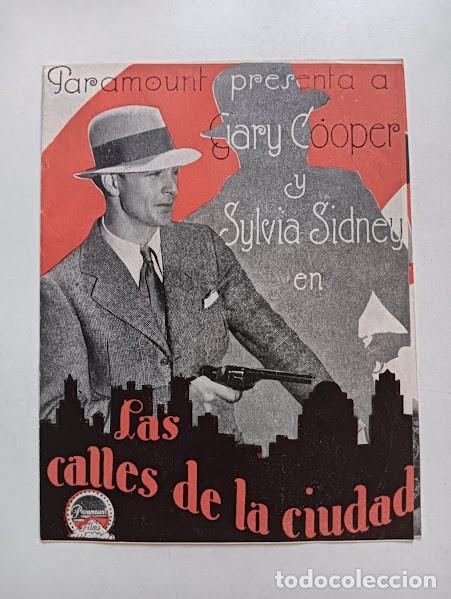 Folhetos de m&atilde;o de filmes antigos de cinema: LAS CALLES DE LA CIUDAD PROGRAMA DOBLE PARAMOUNT GARY COOPER SYLVIA SIDNEY PAULETTE GODDARD