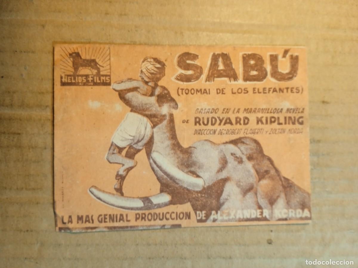 Cine: FOLLETO DE MANO DOBLE DE LA PEL&Iacute;CULA SABU (TOOMAI DE LOS ELEFANTES)