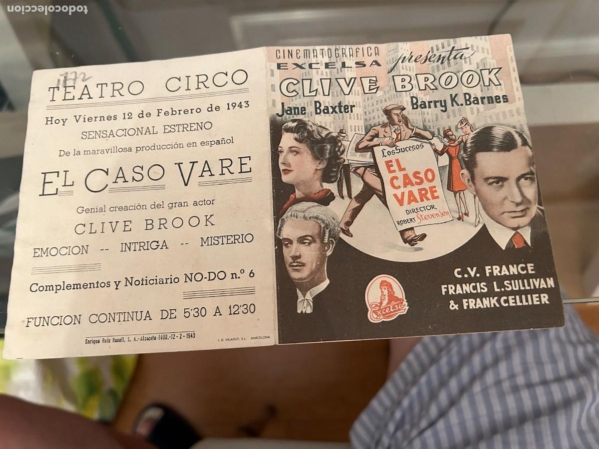 Cine: 1772 EL CASO VARE TEATRO CIRCO ALBACETE CON PUBLICIDAD BUEN ESTADO