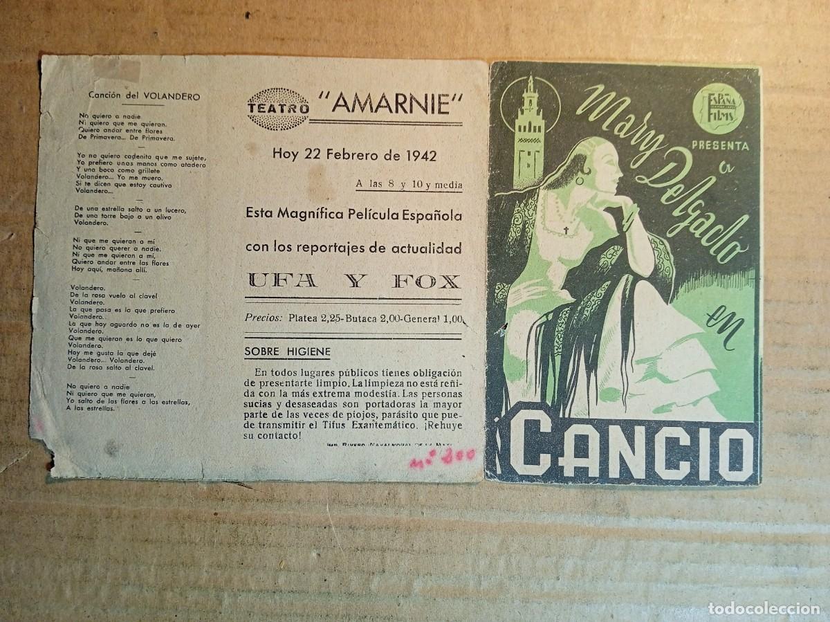 Cine: FOLLETO DE MANO DOBLE DE LA PEL&Iacute;CULA CANCIONERA - Foto 3