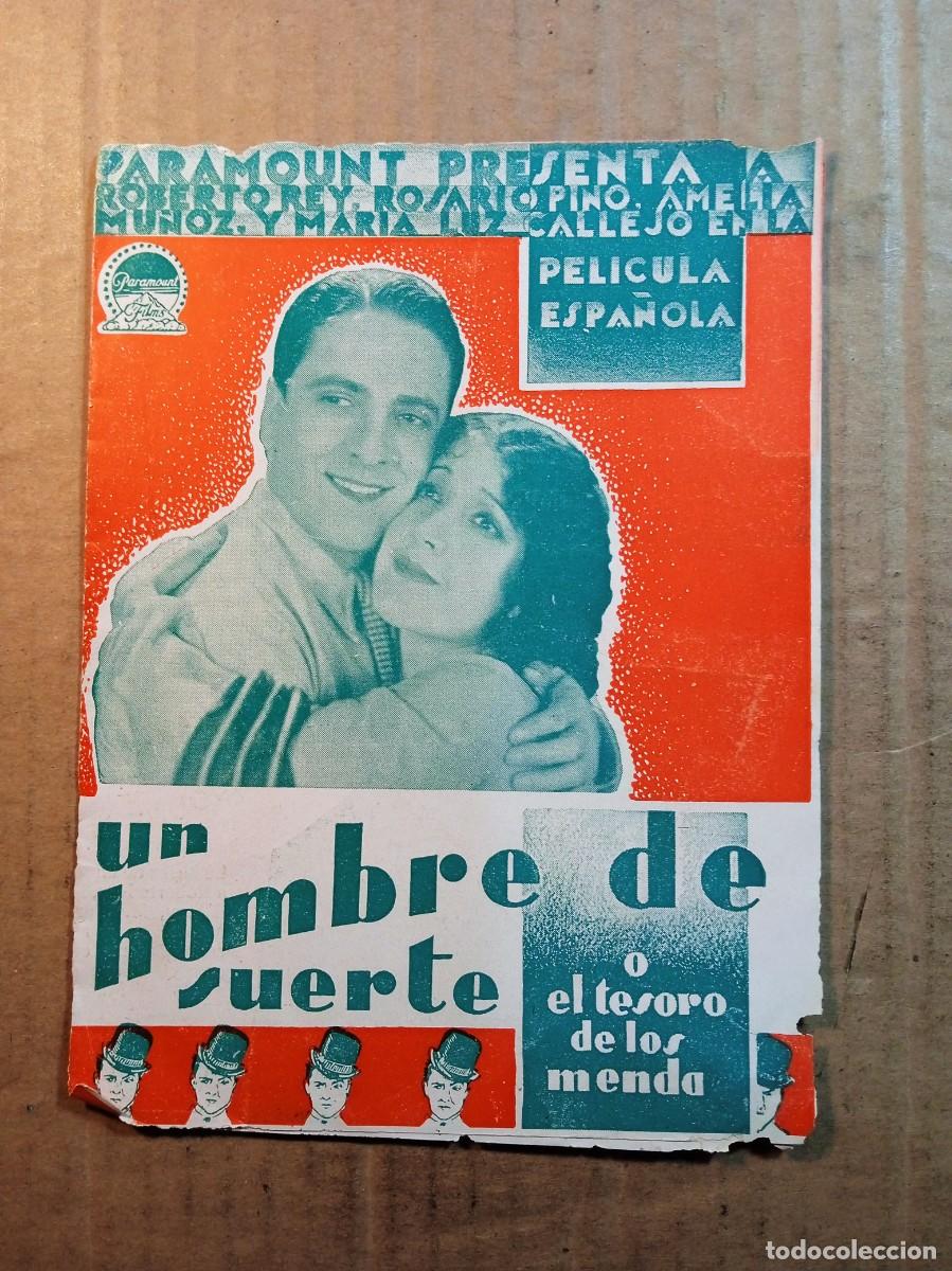 Cinema: FOLLETO DE MANO DOBLE DE LA PEL&Iacute;CULA UN HOMBRE DE SUERTE