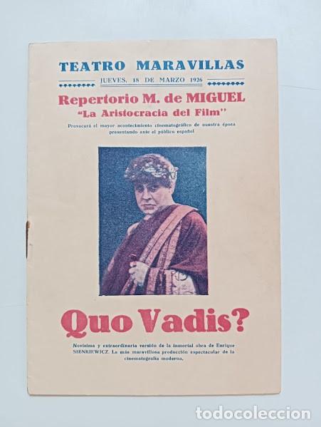Cinema: QUO VADIS ? PROGRAMA LIBRITO M DE MIGUEL EMIL JANNINGS CINE MUDO