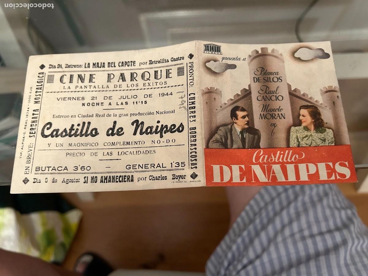 Cine: 1795 CASTILLOS DE NAIPES CINE PARQUE BARCELONA CON PUBLICIDAD BUEN ESTADO
