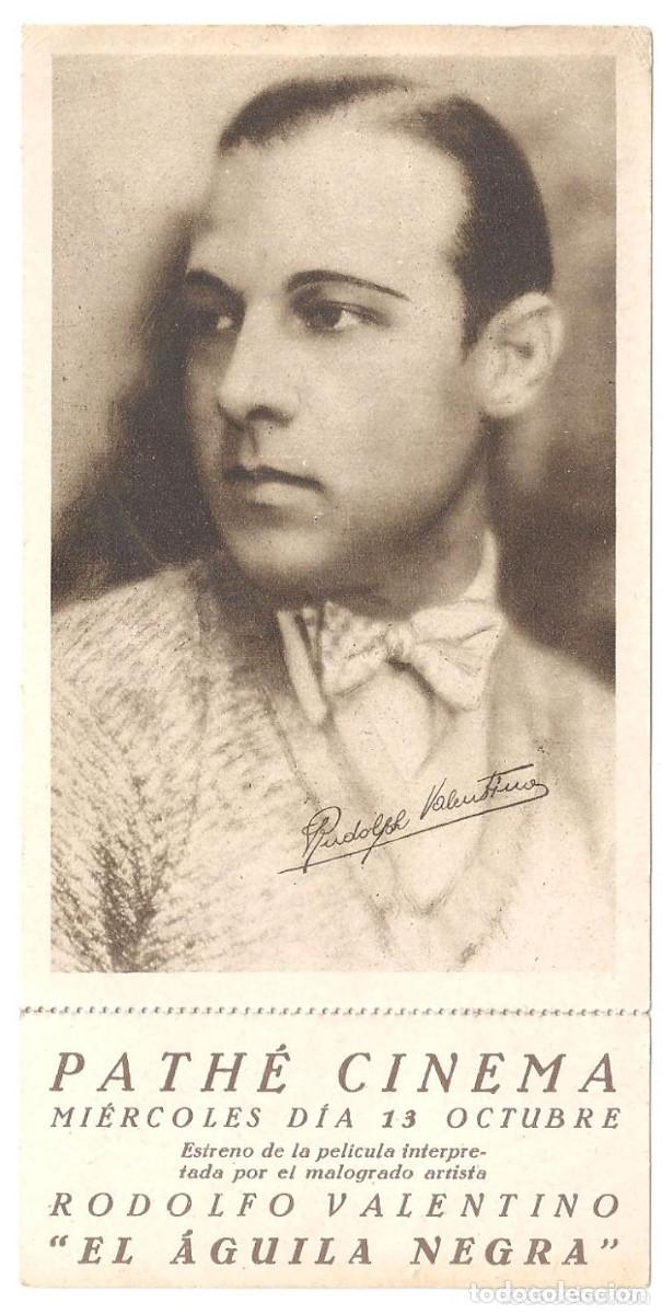 Kino: EL AGUILA NEGRA PROGRAMA TARJETA TROQUELADA RODOLFO VALENTINO VILMA BANKY GARY COOPER MUDO