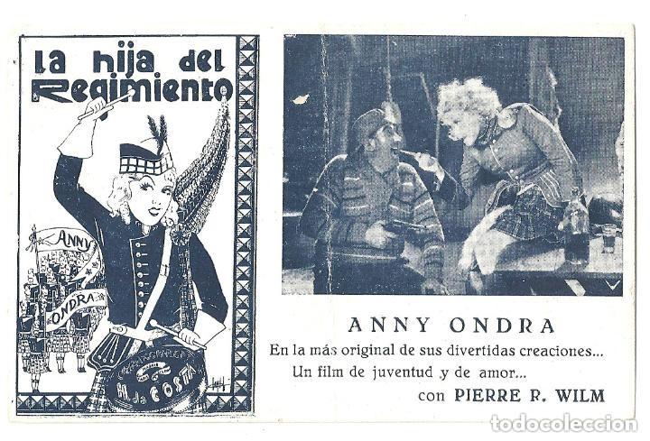 Cine: LA HIJA DEL REGIMIENTO PROGRAMA TARJETA H. DA COSTA ANNY ONDRA PIERRE RICHARD-WILLM