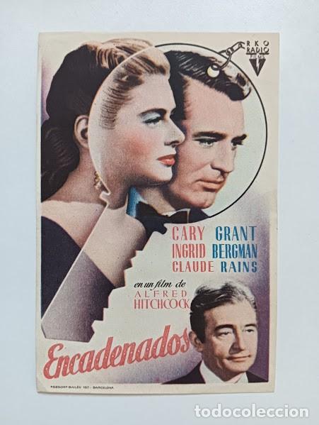 Folhetos de m&atilde;o de filmes antigos de cinema: ENCADENADOS PROGRAMA SENCILLO RKO ALFRED HITCHCOCK CARY GRANT INGRID BERGMAN