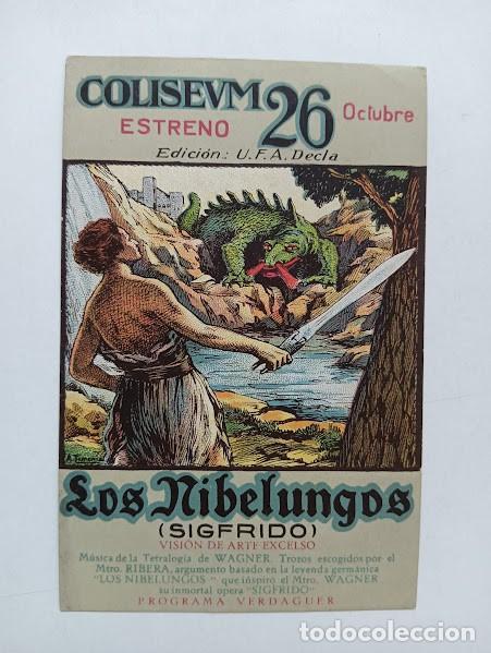 Folhetos de m&atilde;o de filmes antigos de cinema: LOS NIBELUNGOS PROGRAMA TARJETA VERDAGUER UFA FRITZ LANG CINE MUDO