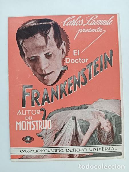 Folhetos de m&atilde;o de filmes antigos de cinema: EL DOCTOR FRANKENSTEIN PROGRAMA DOBLE UNIVERSAL BORIS KARLOFF MAE CLARKE JAMES WHALE B