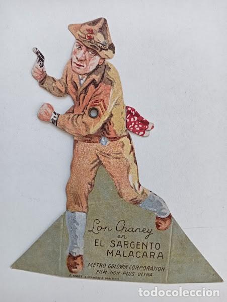 Folhetos de m&atilde;o de filmes antigos de cinema: EL SARGENTO MALACARA PROGRAMA TROQUELADO MGM LON CHANEY CINE MUDO