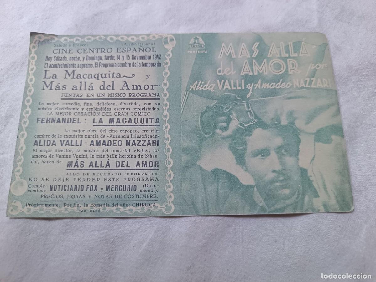 Foglietti di film di film antichi di cinema: Folleto de Mano de Cine, M&aacute;s All&aacute; del Amor