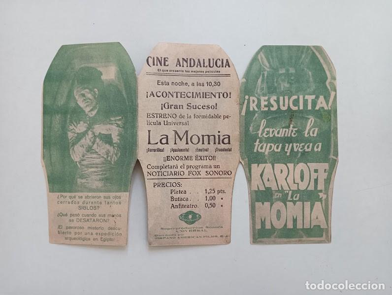 Cinema: LA MOMIA PROGRAMA TRIPLE SARCOFAGO TROQUELADO verde UNIVERSAL BORIS KARLOFF ZITA JOHANN