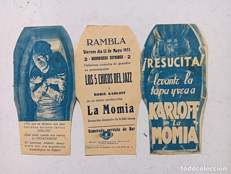 Cinema: LA MOMIA PROGRAMA TRIPLE SARCOFAGO TROQUELADO azul UNIVERSAL BORIS KARLOFF ZITA JOHANN
