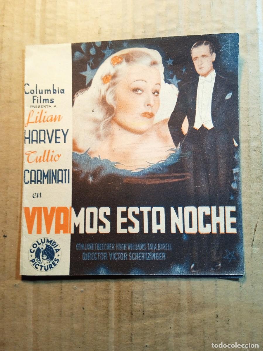 Folhetos de m&atilde;o de filmes antigos de cinema: FOLLETO DE MANO DOBLE DE LA PEL&Iacute;CULA VIVAMOS ESTA NOCHE