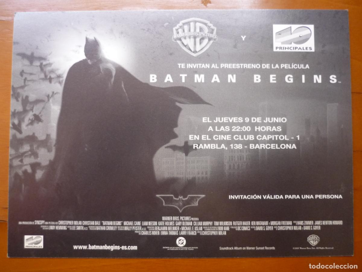 Cine: BATMAN BEGINS - FOLLETO MANO ORIGINAL INVITACION PREESTRENO - CHRISTOPHER NOLAN CHRISTIAN BALE