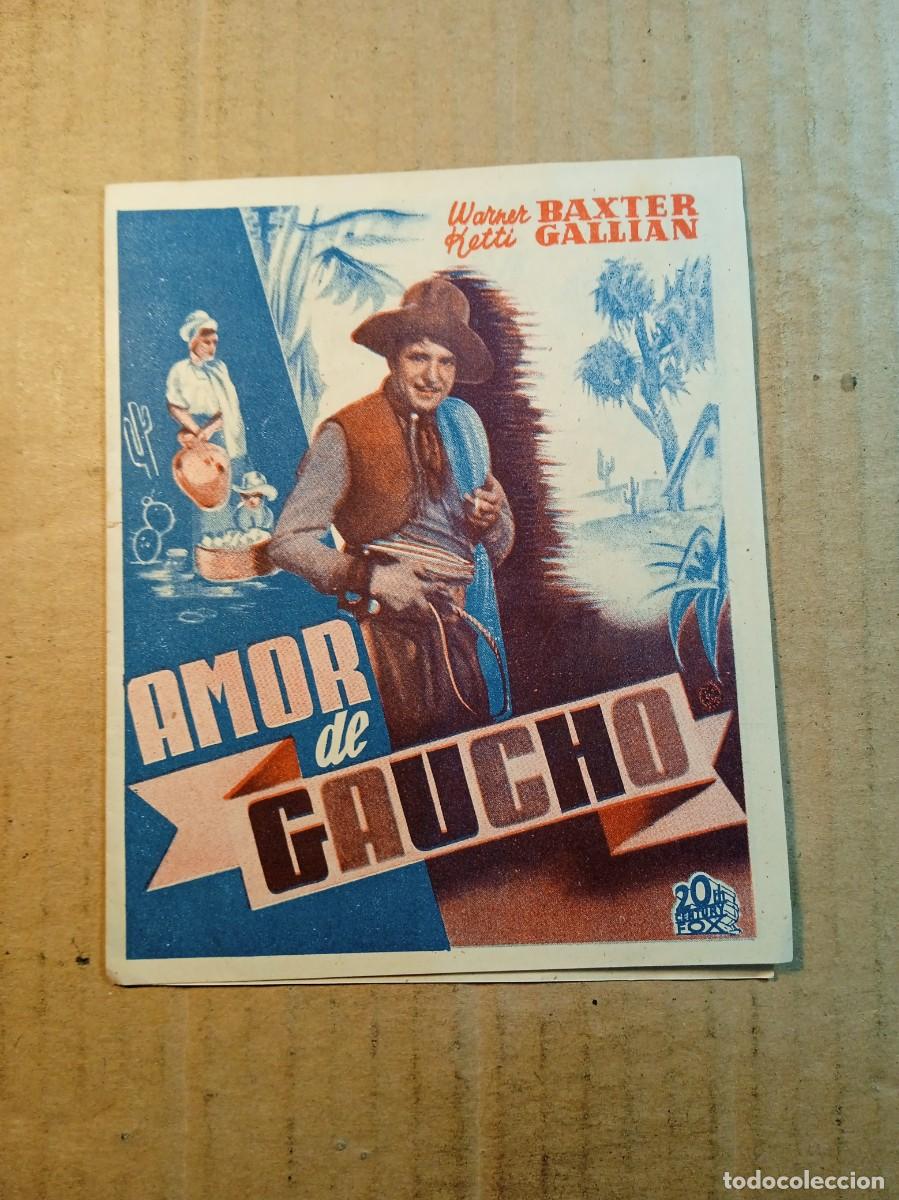 Cinema: FOLLETO DE MANO DOBLE DE LA PEL&Iacute;CULA AMOR DE GAUCHO