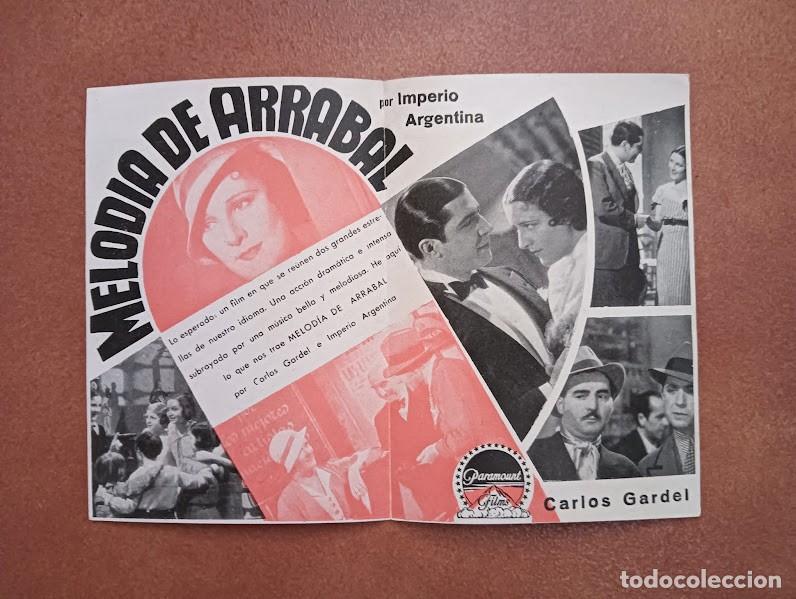 Cine: MELODIA DE ARRABAL PROGRAMA DOBLE PARAMOUNT IMPERIO ARGENTINA CARLOS GARDEL - Foto 2