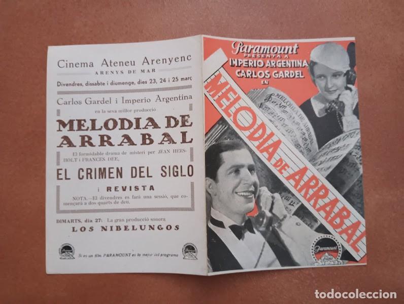 Cine: MELODIA DE ARRABAL PROGRAMA DOBLE PARAMOUNT IMPERIO ARGENTINA CARLOS GARDEL - Foto 3