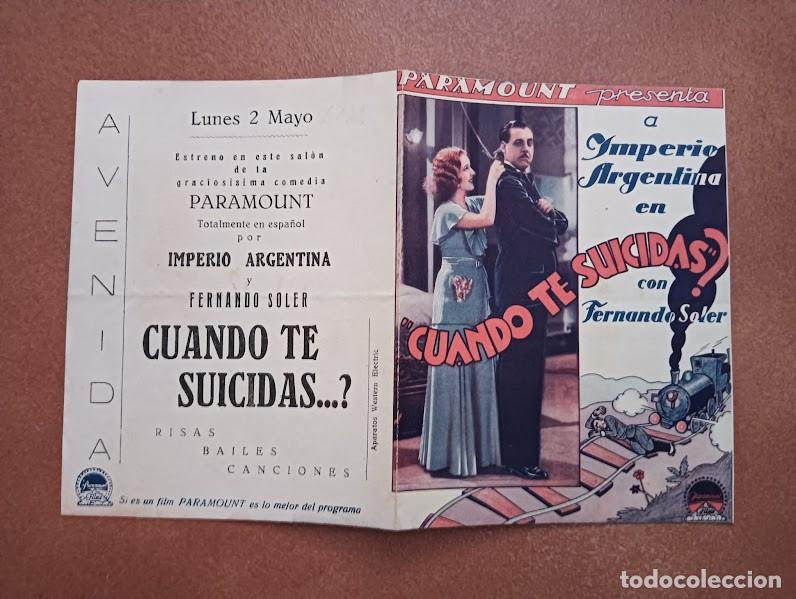 Cine: CUANDO TE SUICIDAS PROGRAMA DOBLE PARAMOUNT IMPERIO ARGENTINA FERNANDO SOLER - Foto 3